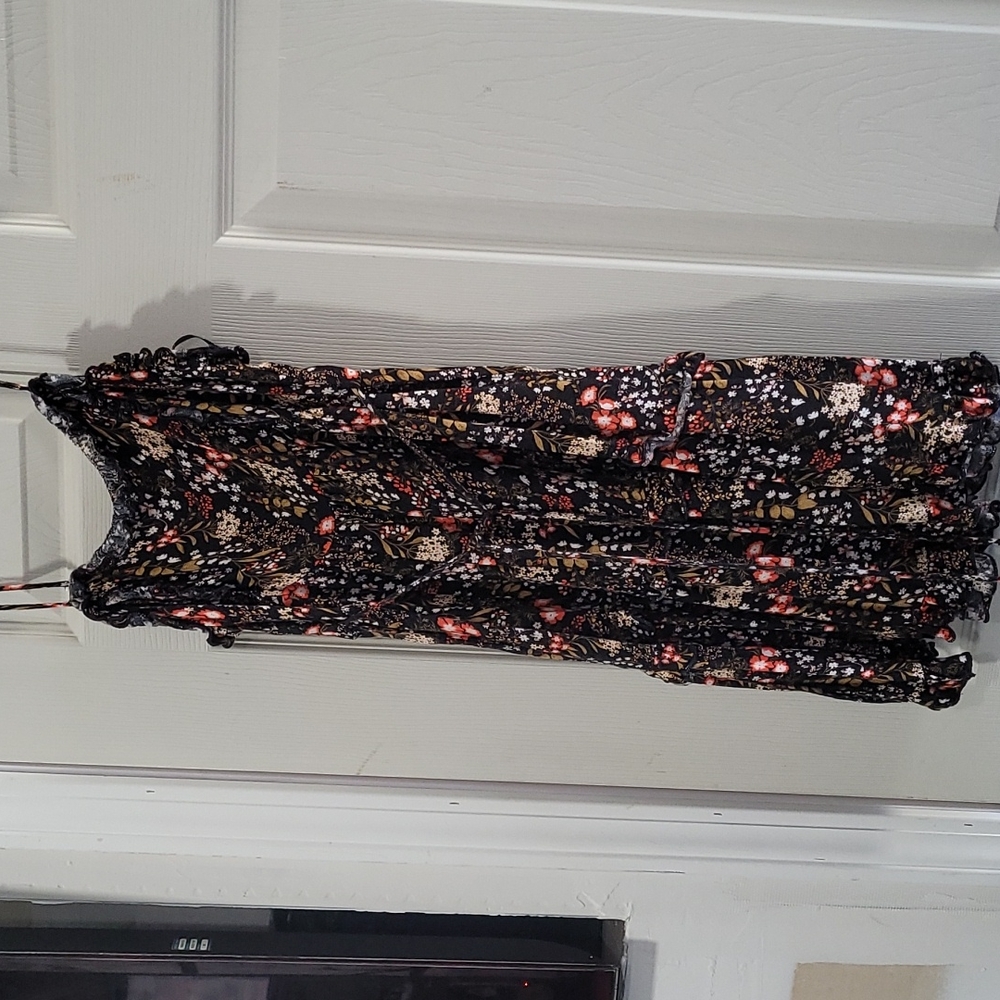 Black floral mini dress